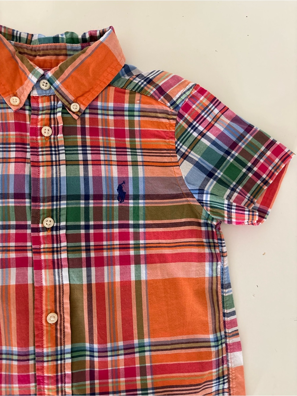 Polo Ralph Lauren - Orange Plaid Short-Sleeve Button-Down Shirt - Kids